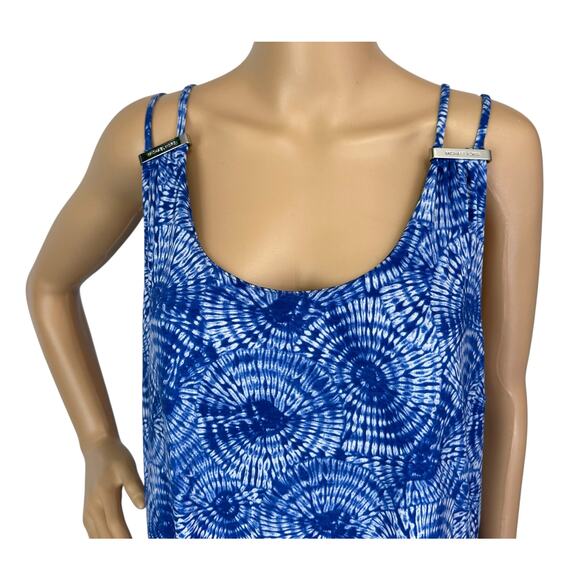 NWT Michael Kors Maxi Dress Blue Sunburst Logo Strap Side Slit Size XL - Picture 7 of 12
